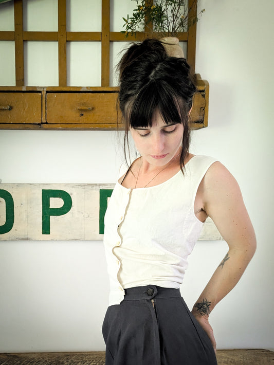 Antique Feedsack Sleeveless Blouse