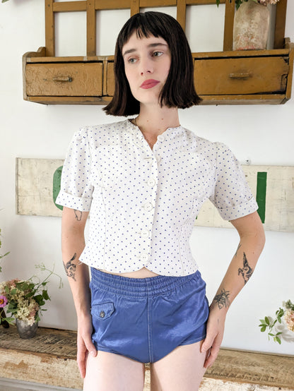 1940s Cotton Polkadot Blouse