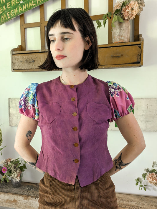 1940s Heart Pocket Blouse