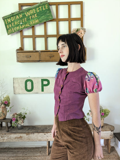 1940s Heart Pocket Blouse
