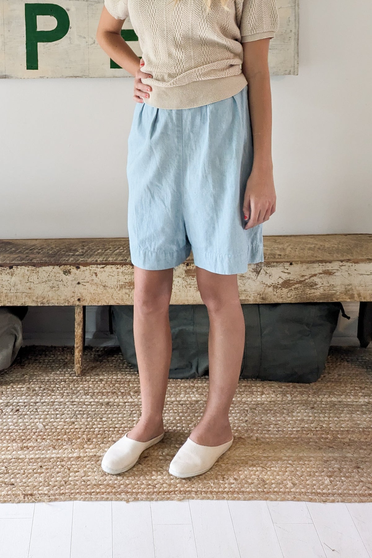40s Adjustable Chambray Shorts