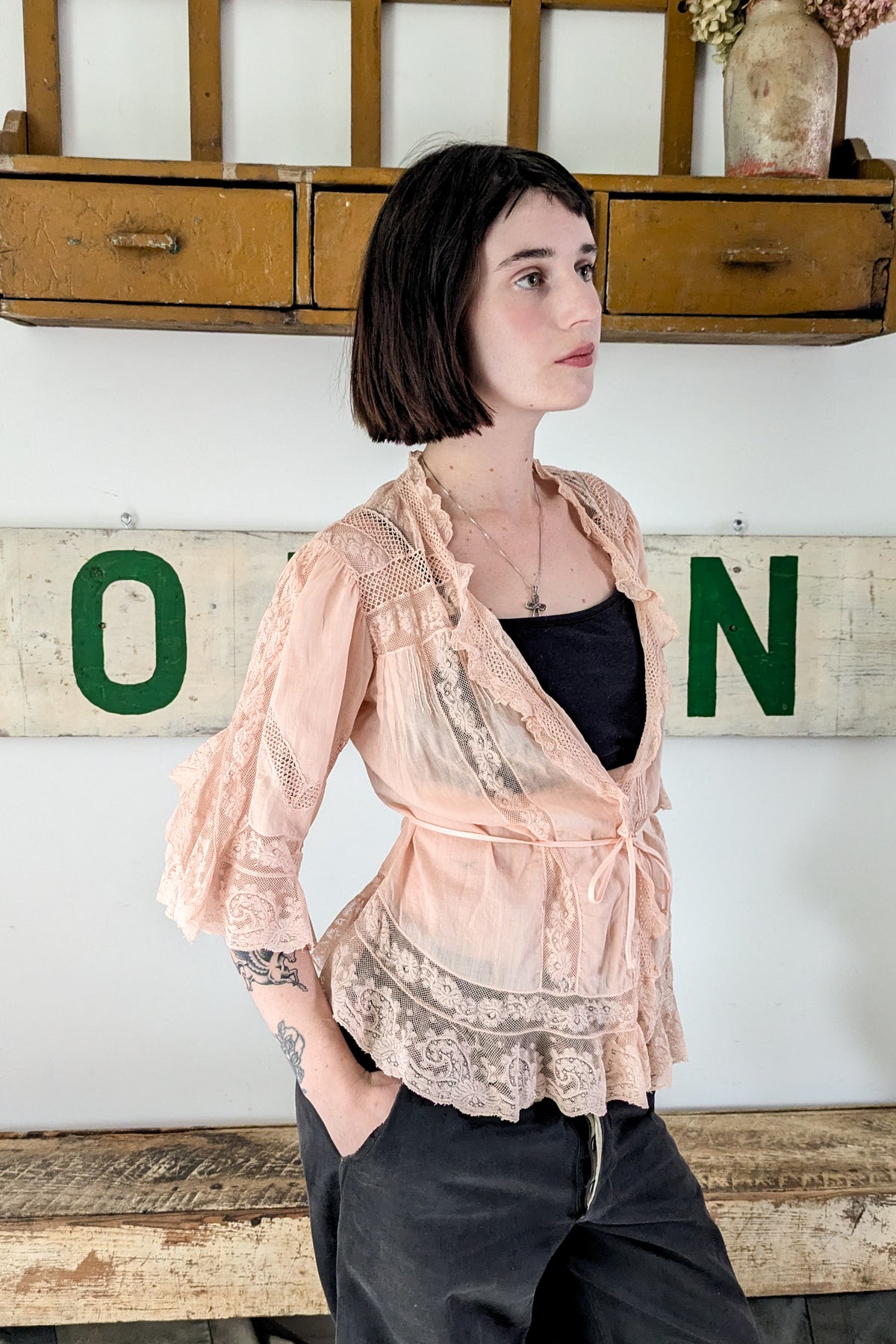 Antique Peach Wrap Blouse