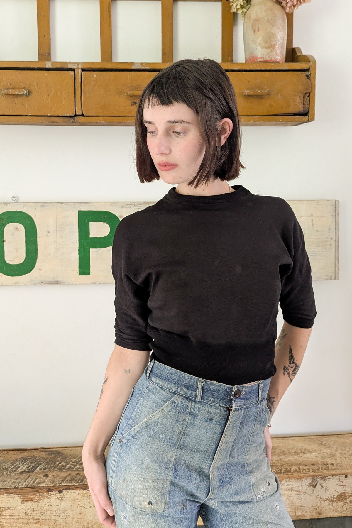 Cotton Mock Neck Tee