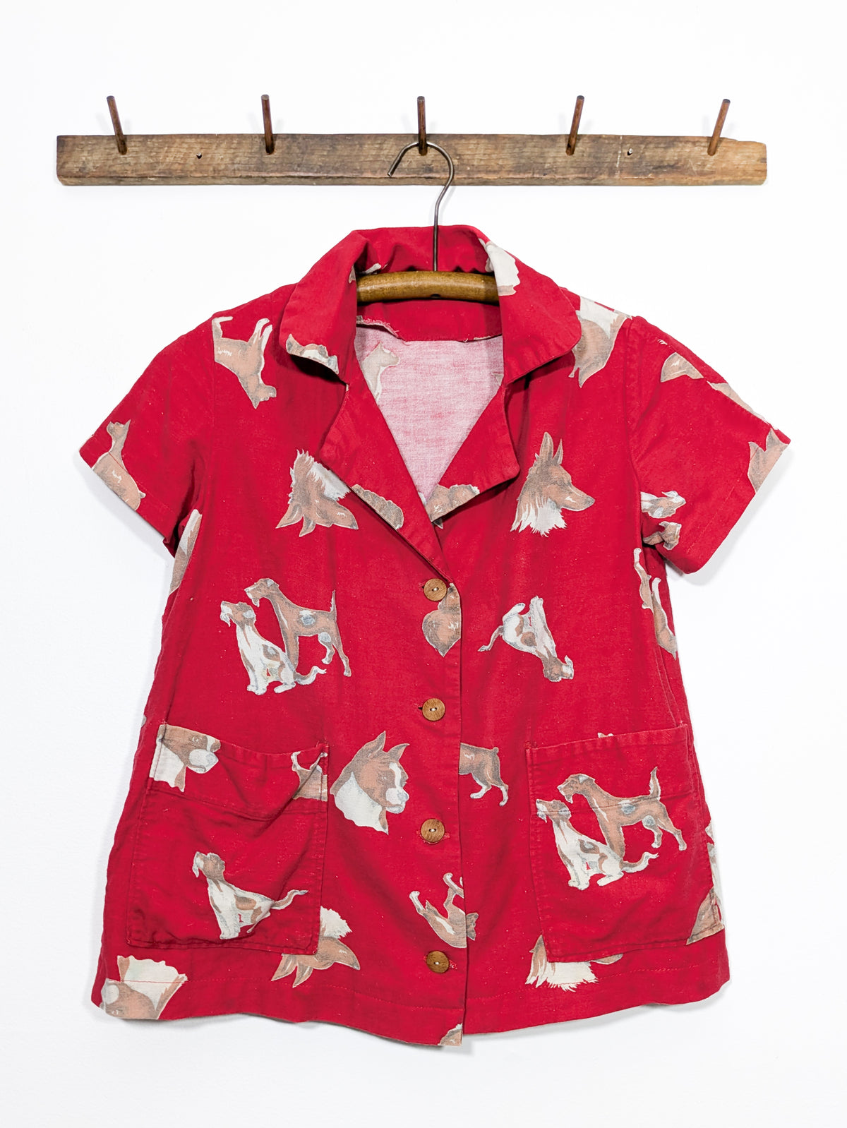 40s/50s Flannel Dog Smock Top
