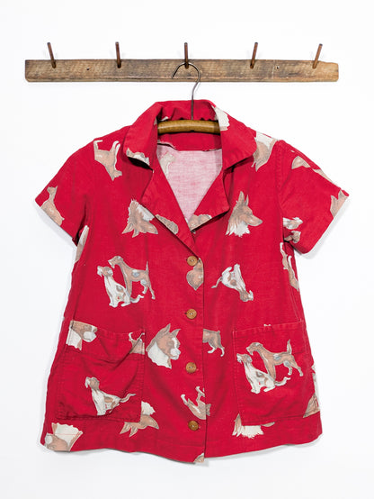 40s/50s Flannel Dog Smock Top