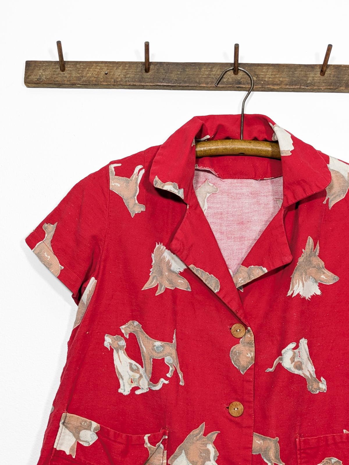 40s/50s Flannel Dog Smock Top