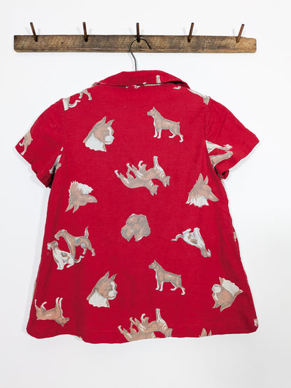 40s/50s Flannel Dog Smock Top