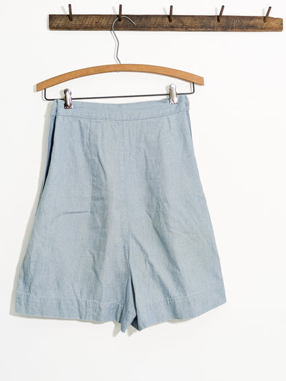 40s Adjustable Chambray Shorts