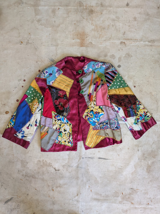 1930s Satin Crazy Quilt Jacket