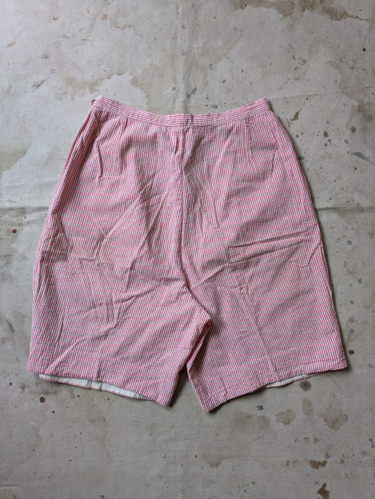 Coral Seersucker Shorts