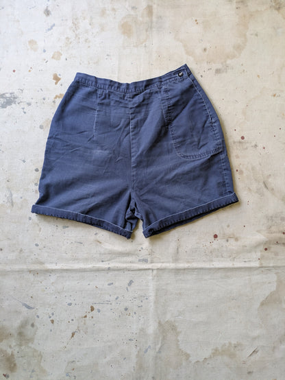 Faded Indigo Cotton Shorts