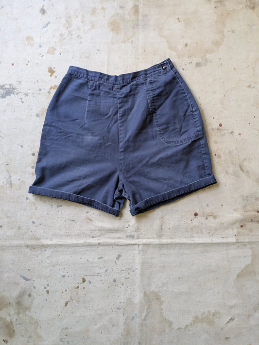 Faded Indigo Cotton Shorts