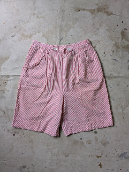 Coral Seersucker Shorts