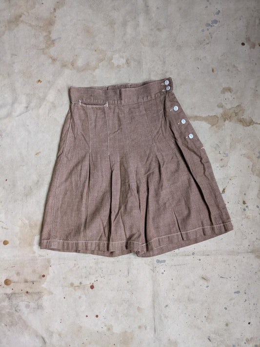 30s/40s Brown Chambray Shorts