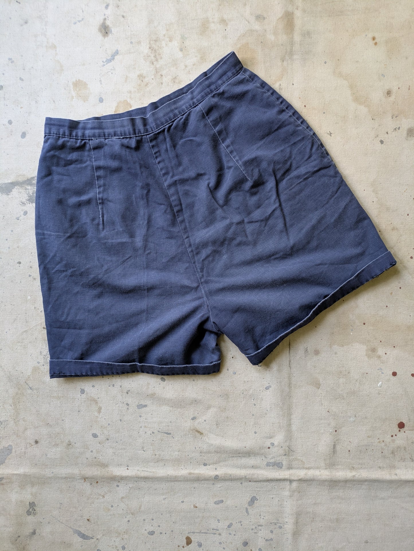 Faded Indigo Cotton Shorts