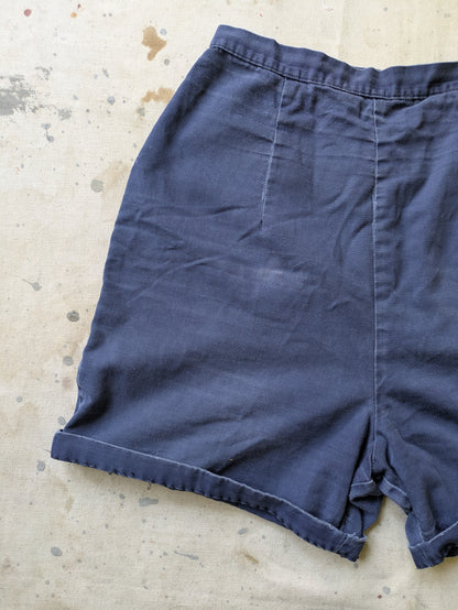 Faded Indigo Cotton Shorts