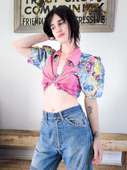 30s/40s Floral Cardigan Blouse
