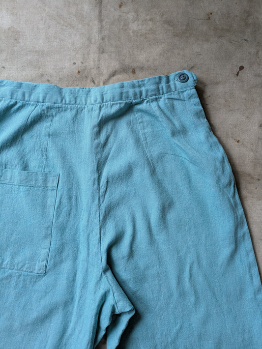 Cotton Twill Side Button Pants