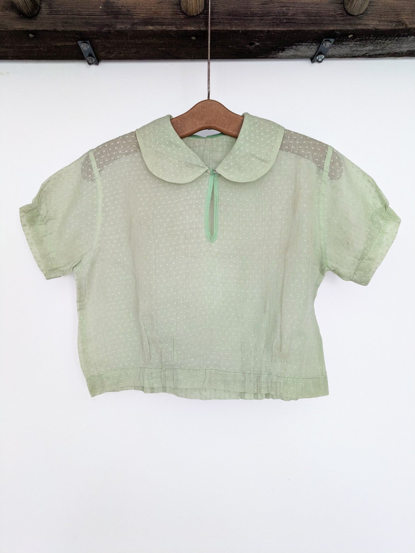 1940s Sheer Mint Blouse