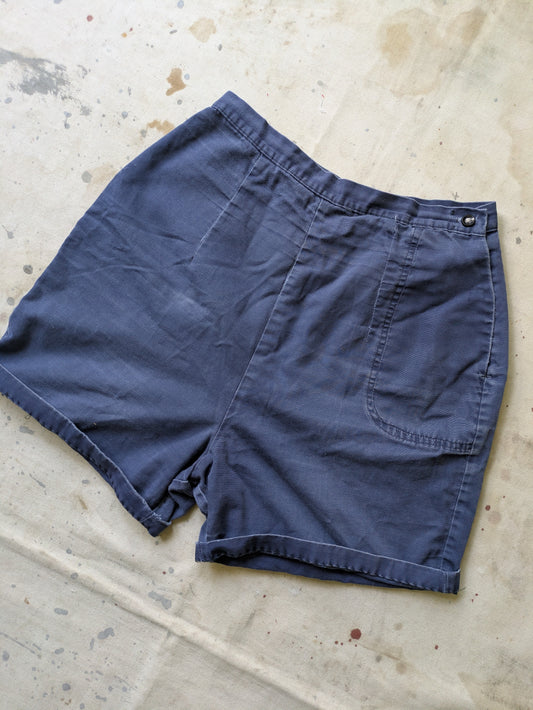 Faded Indigo Cotton Shorts