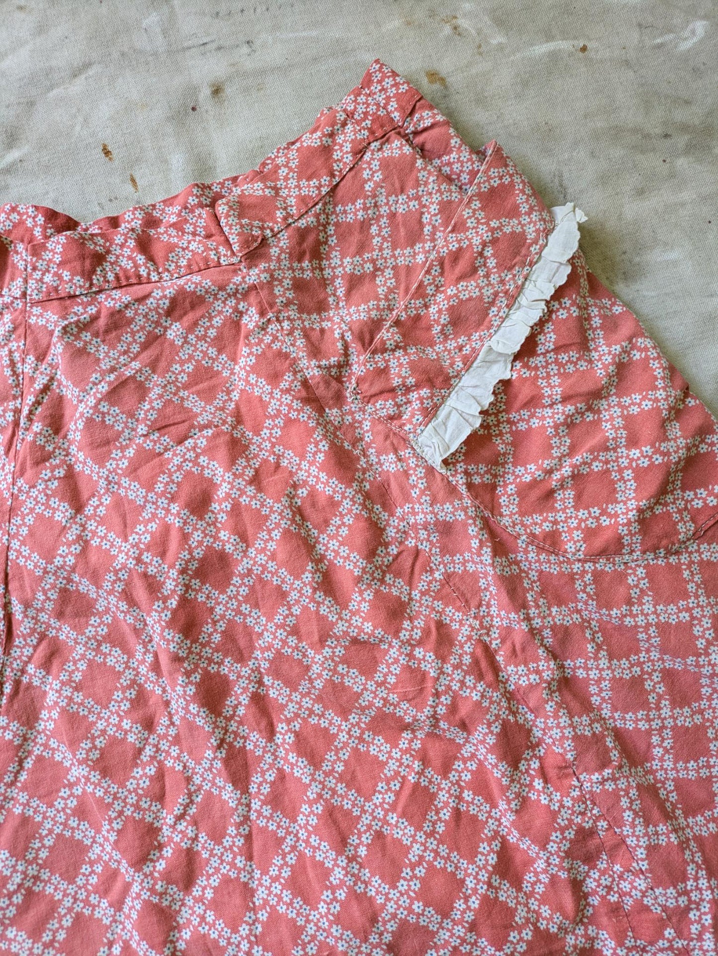 1930s Coral Feedsack Skirt