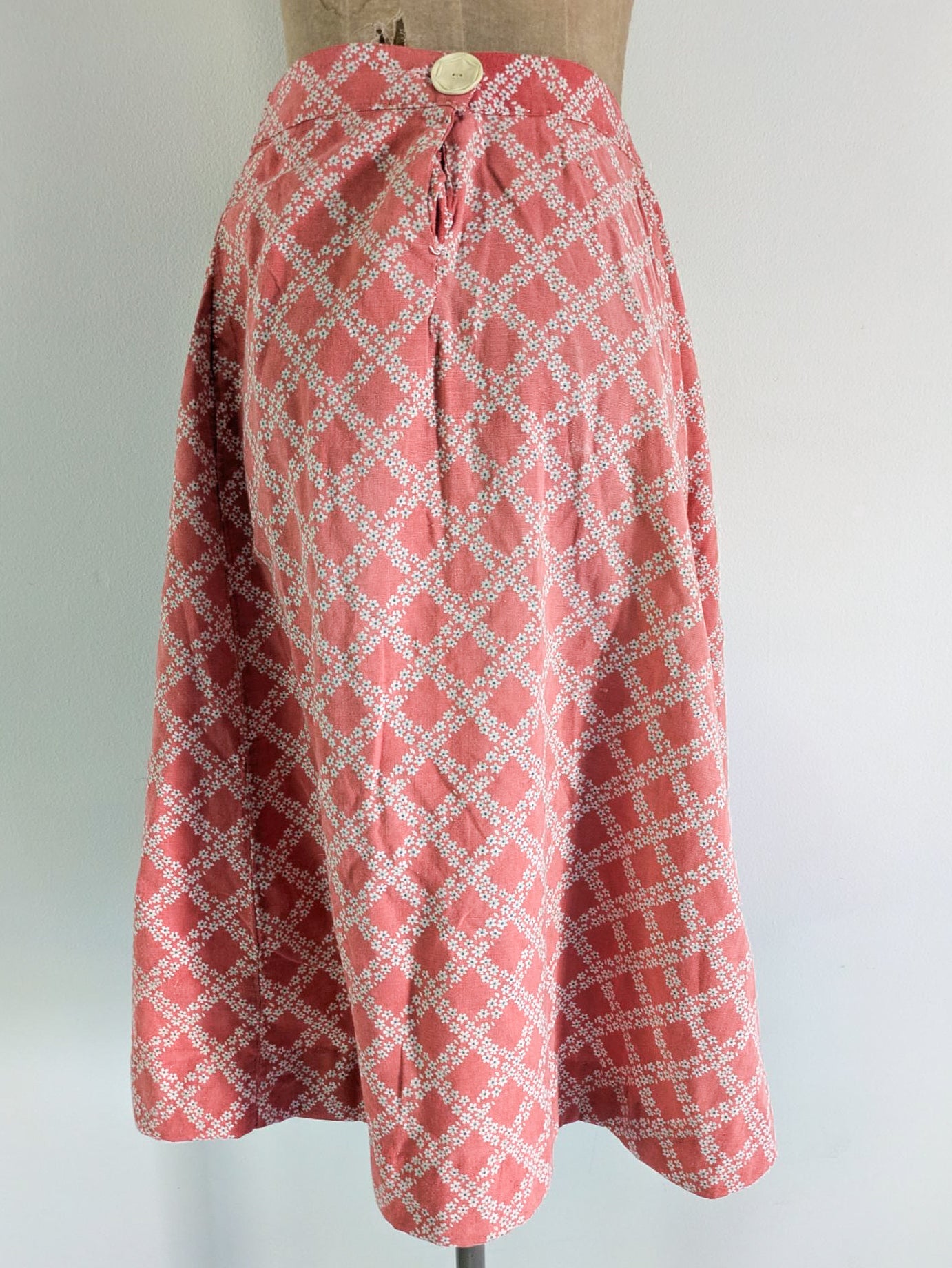 1930s Coral Feedsack Skirt