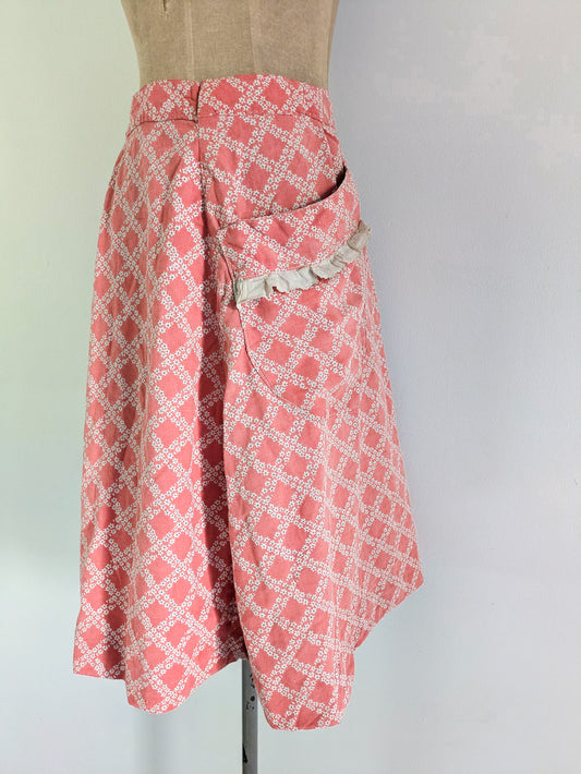 1930s Coral Feedsack Skirt