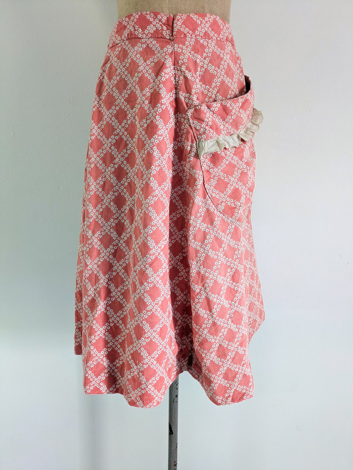 1930s Coral Feedsack Skirt