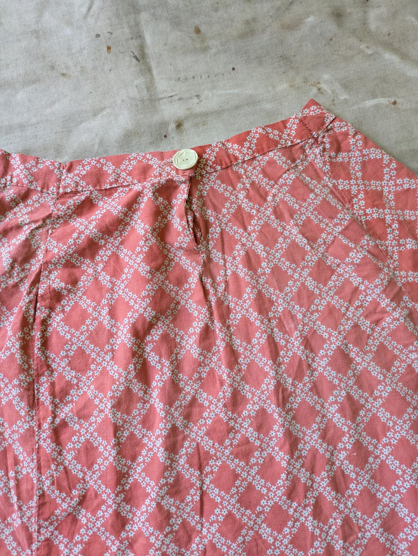 1930s Coral Feedsack Skirt