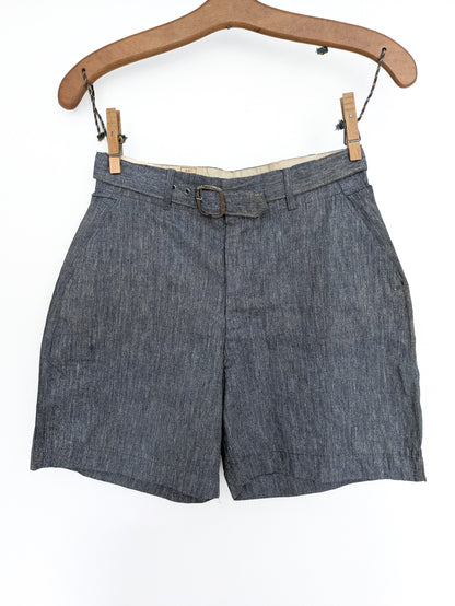 Blue Salt & Pepper Buckled Shorts
