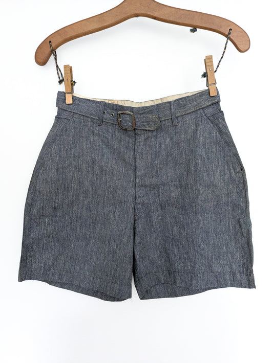 Blue Salt & Pepper Buckled Shorts