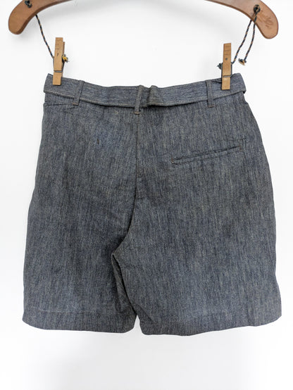Blue Salt & Pepper Buckled Shorts