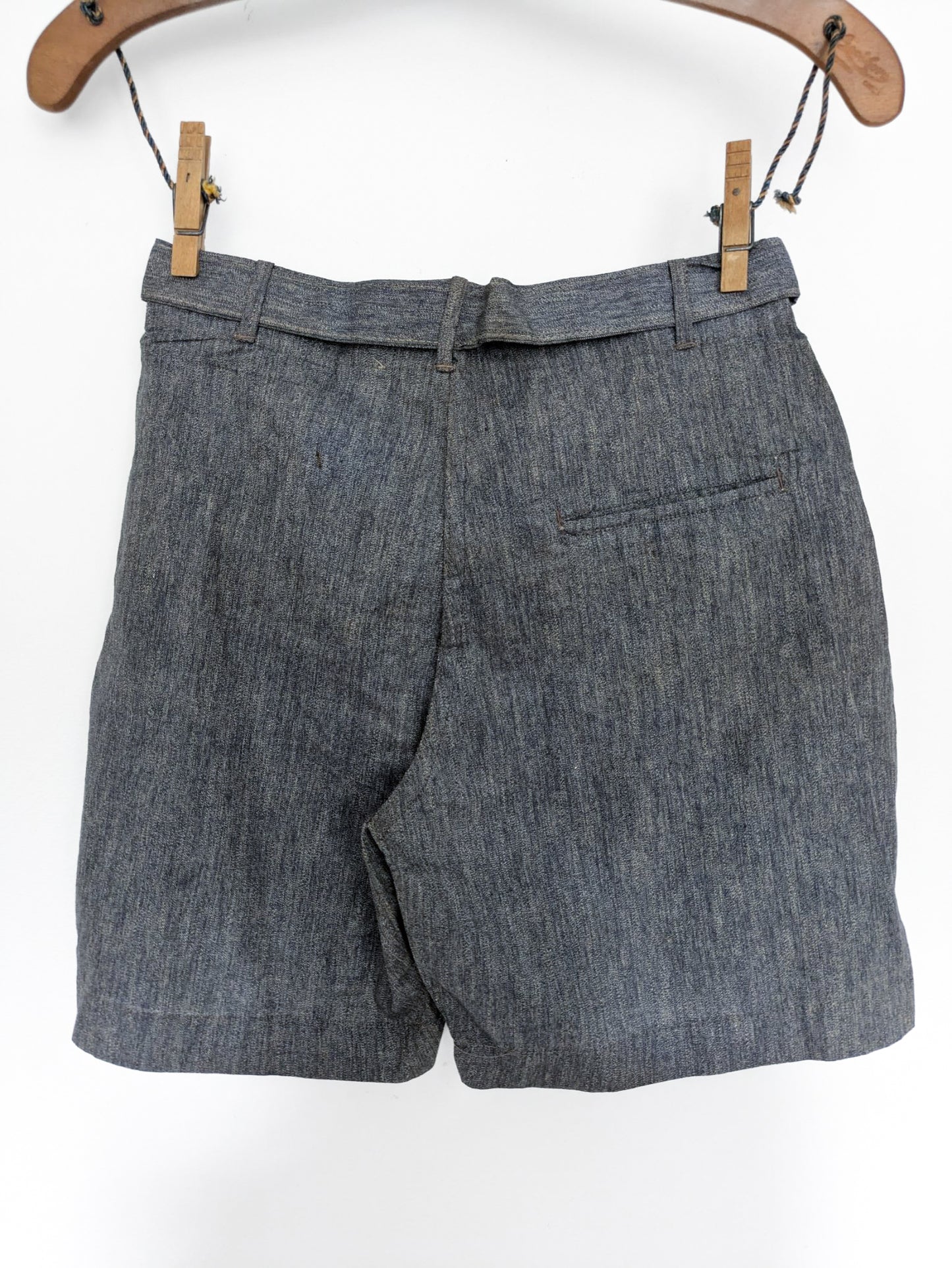 Blue Salt & Pepper Buckled Shorts