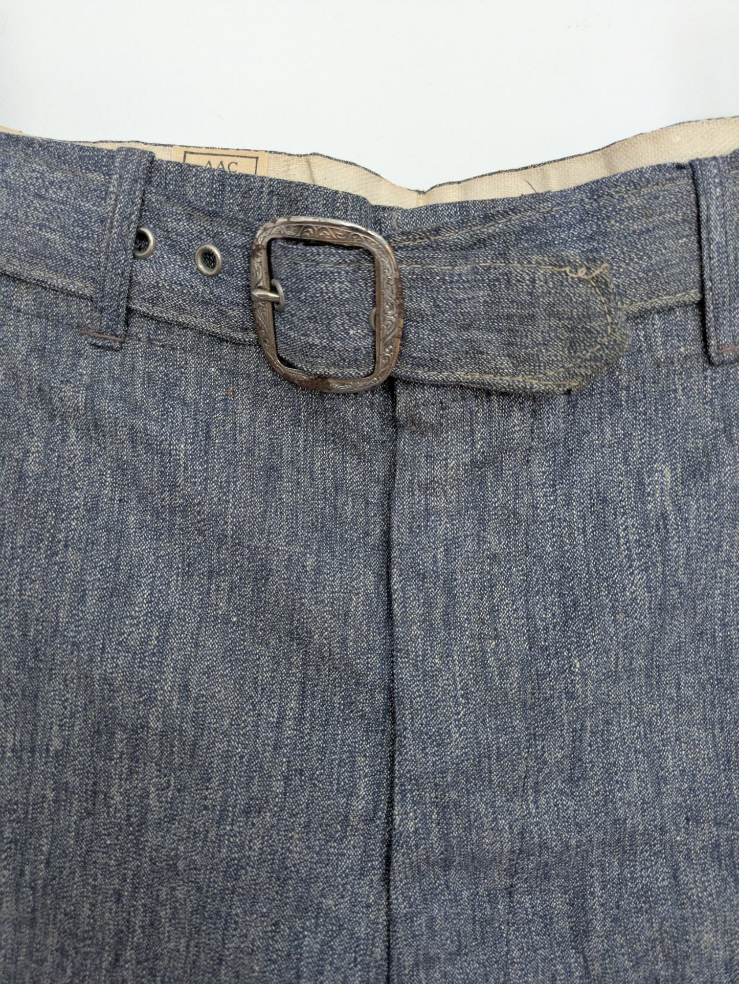 Blue Salt & Pepper Buckled Shorts