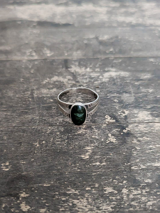 Green Turquoise Stamped Ring