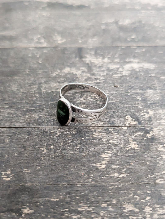 Green Turquoise Stamped Ring
