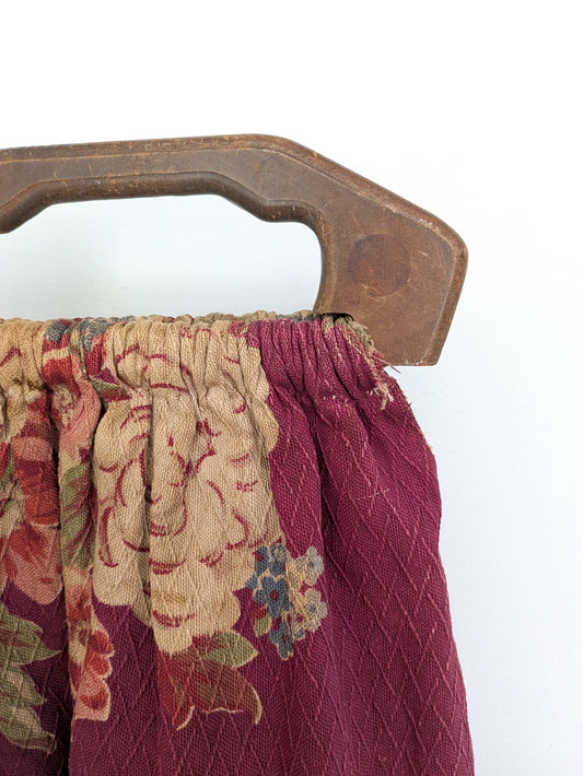 40s Barkcloth Tapestry Bag