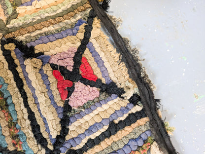 1900s Geometric Hooked Rug