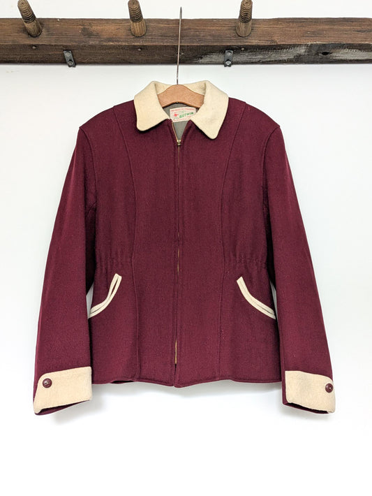 40s Maroon Wool Ski Jacket