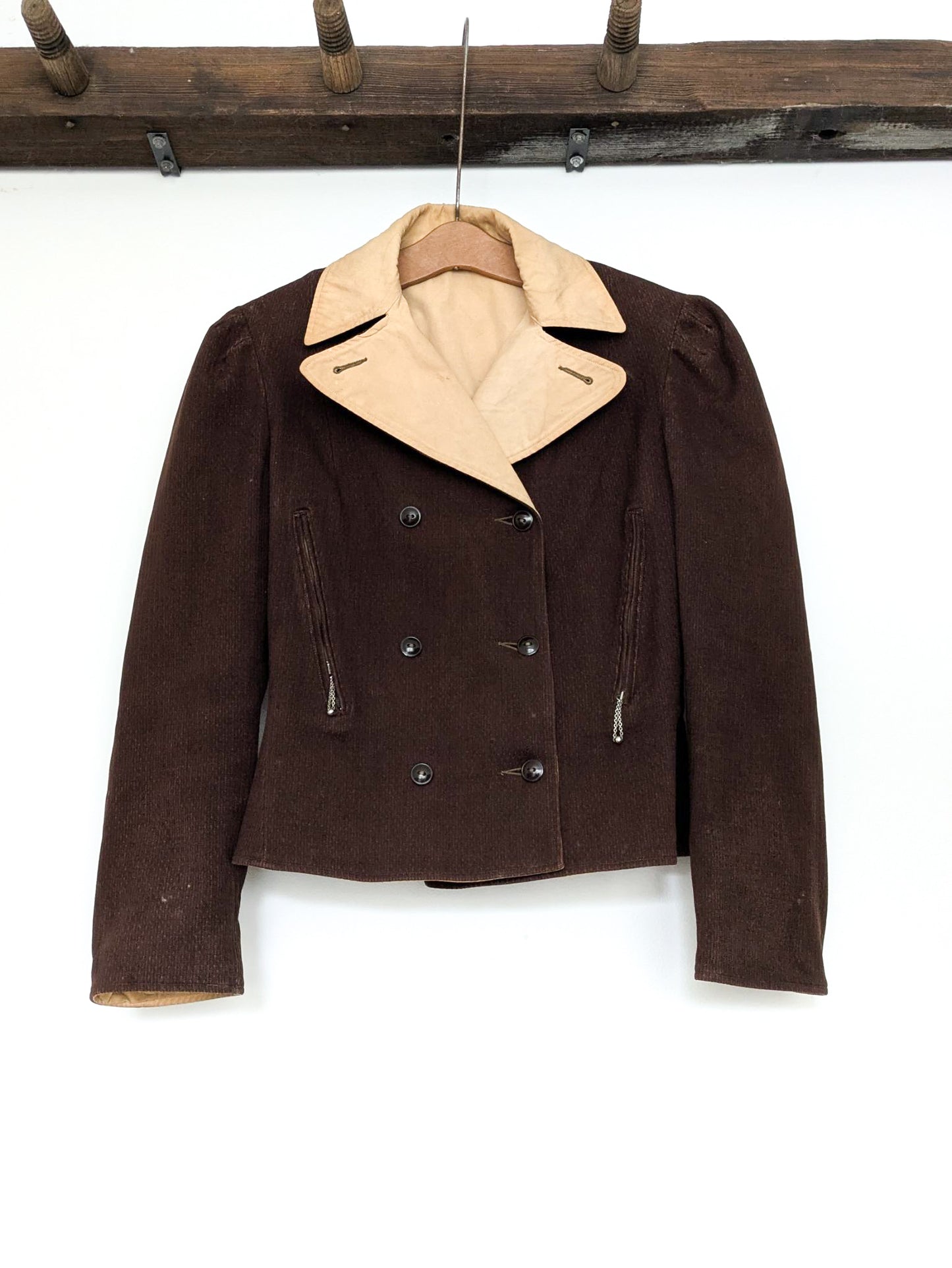 1930s Chocolate Brown Reversible Coat