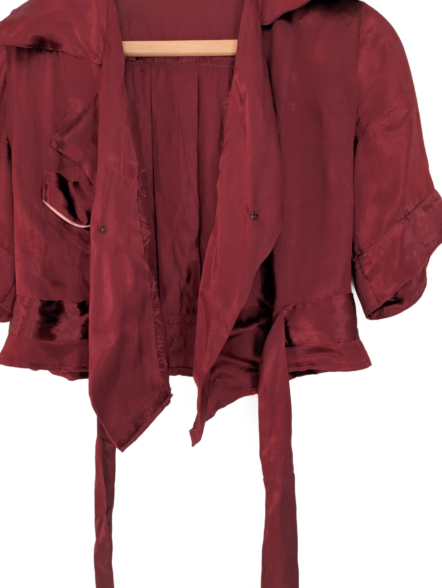 40s Satin Wrap Turned Blouse