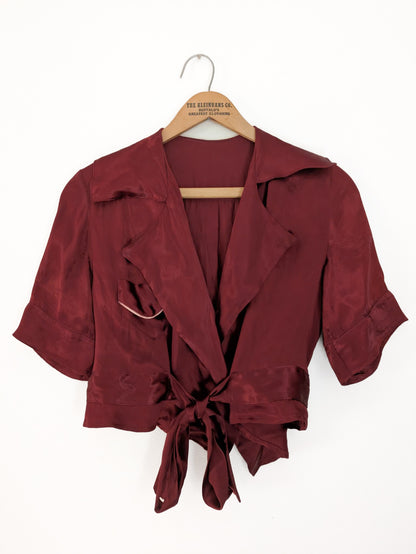 40s Satin Wrap Turned Blouse