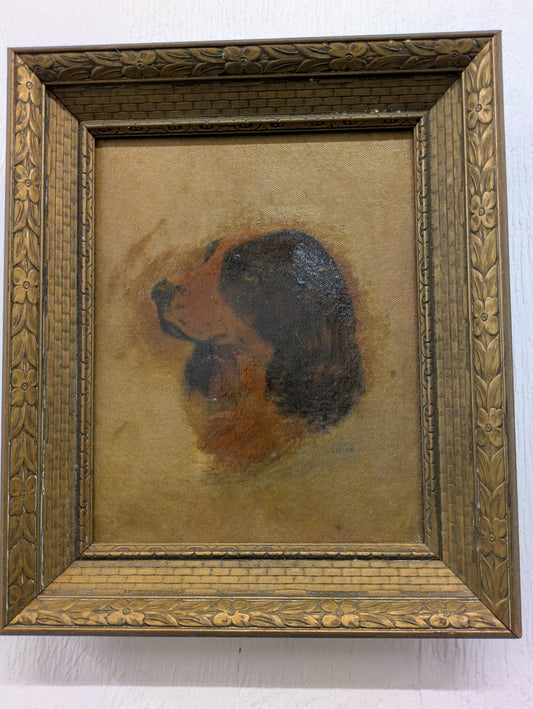 Midcentury Dog Oil Painting