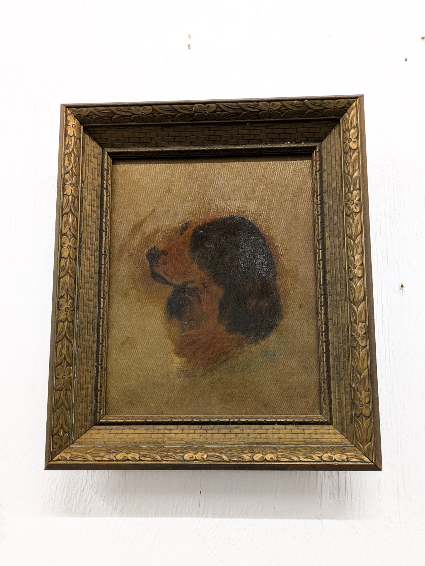 Midcentury Dog Oil Painting