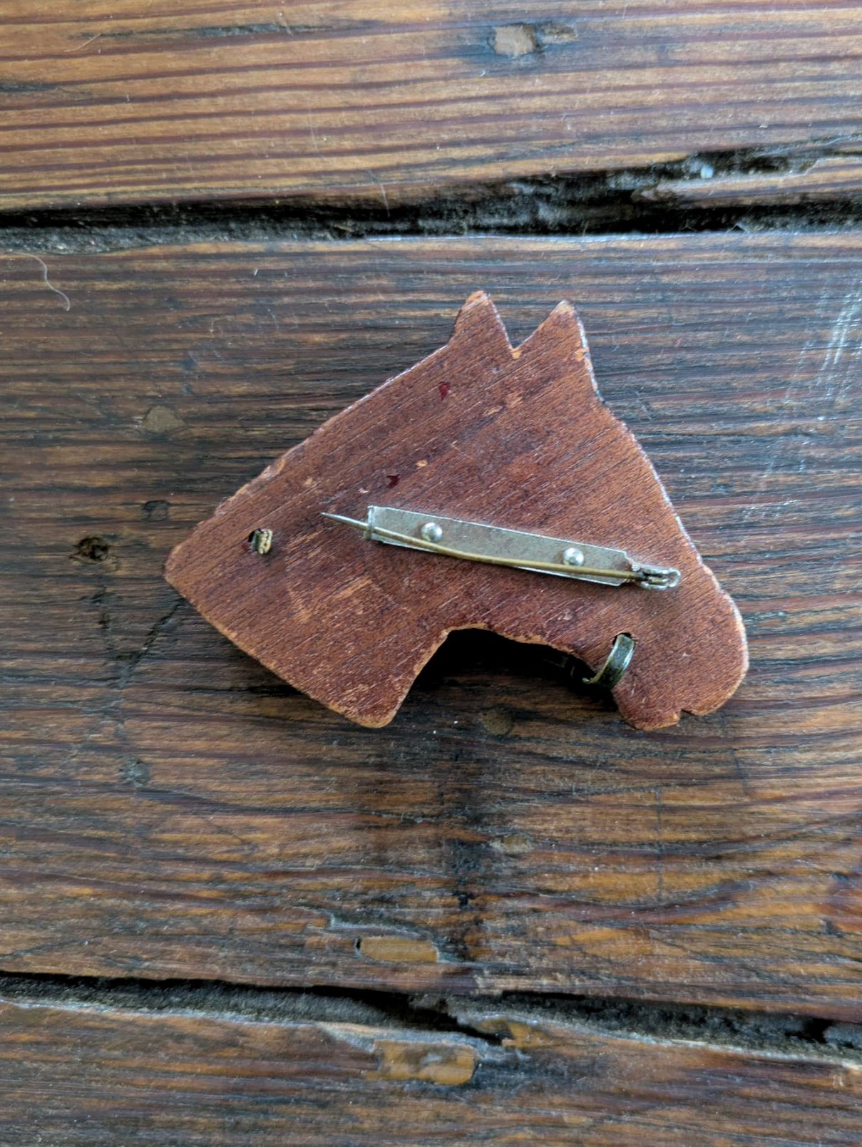 40s Carved Wooden Brooch