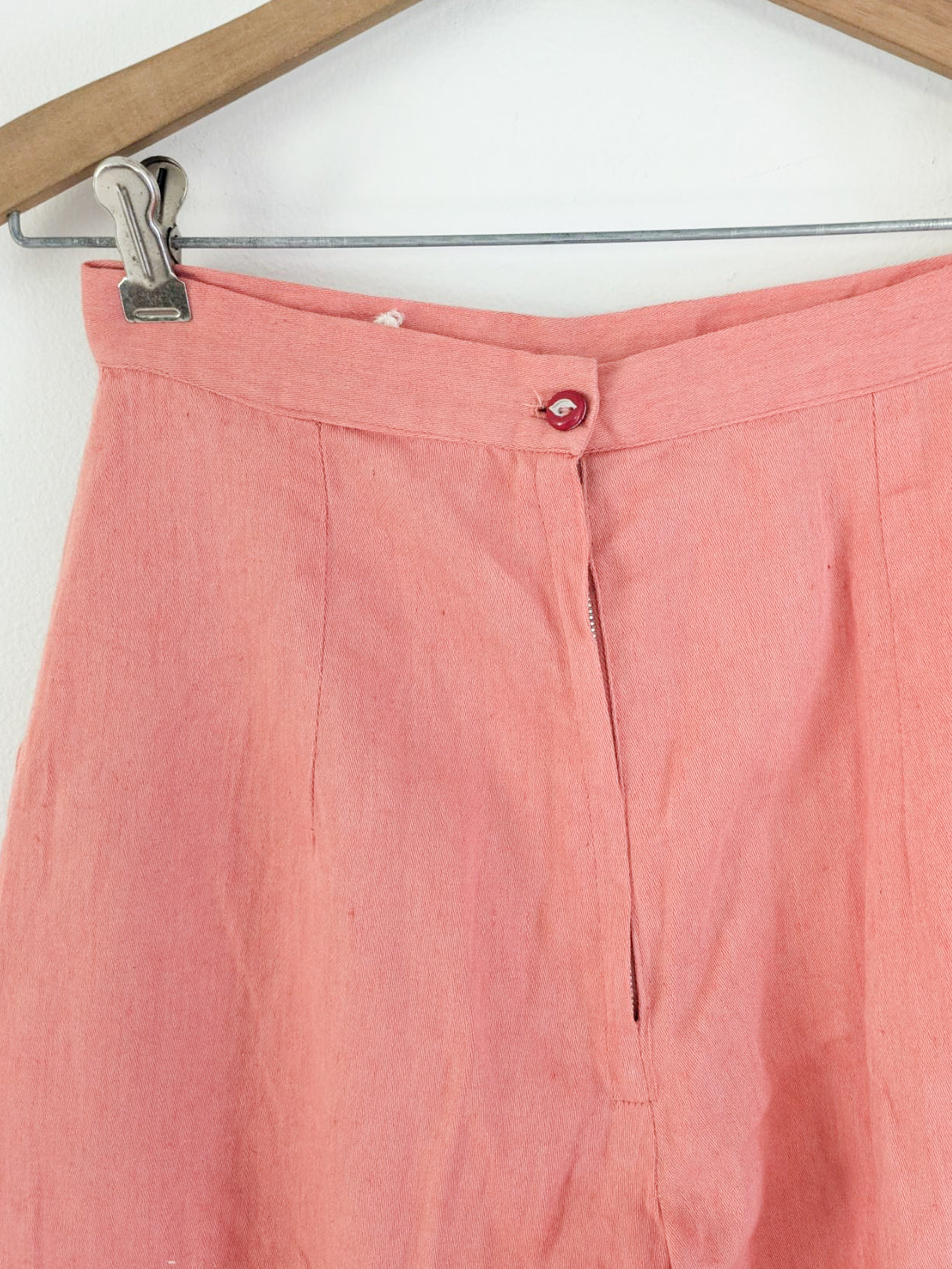 Coral Cotton Cropped Trousers