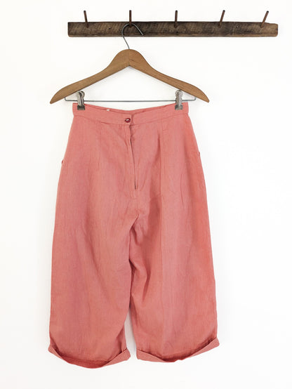 Coral Cotton Cropped Trousers