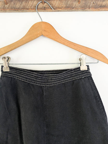 40s Black Cotton Shorts