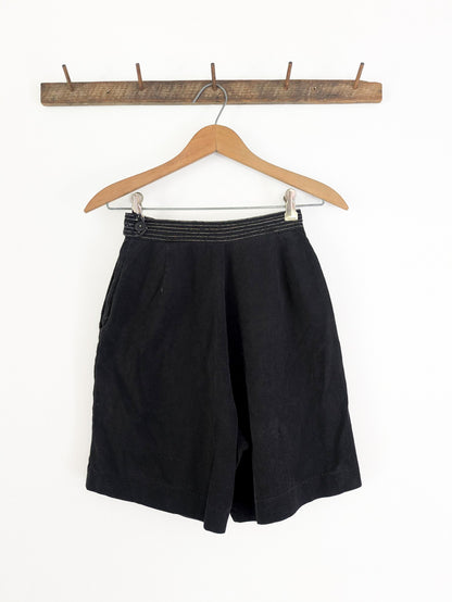 40s Black Cotton Shorts
