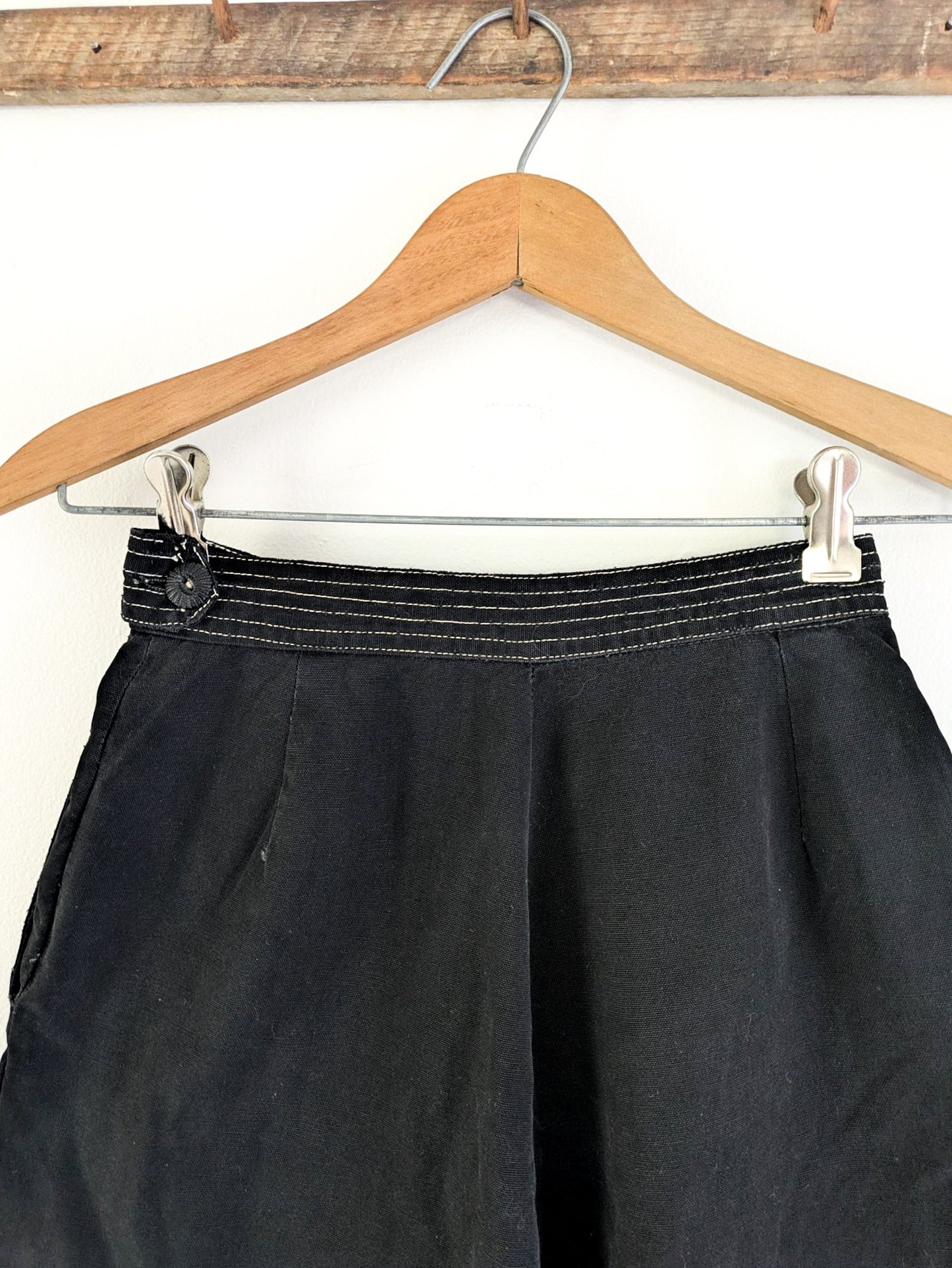 40s Black Cotton Shorts
